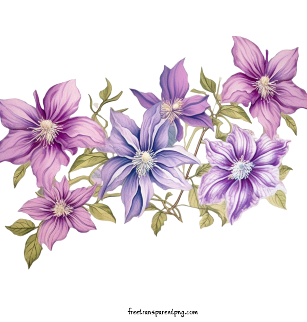 Free Flowers Clematis Flower Purple Flowers Purple Petals For Clematis Flower Clipart Transparent Background