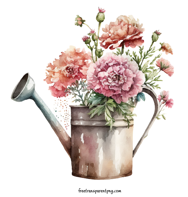 Free Flowers Carnations Floral Arrangement Watering Can For Carnations Clipart Transparent Background