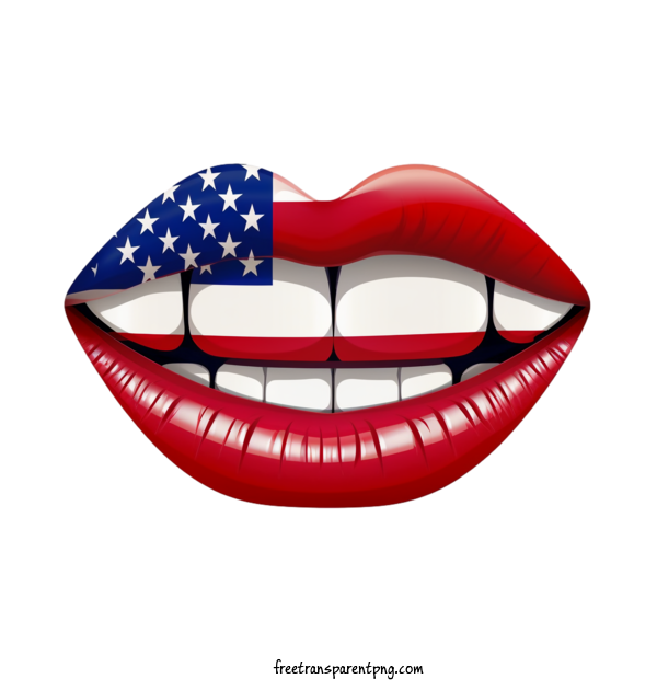 Free Holidays Fourth Of July American Flag Lips For Fourth Of July Clipart Transparent Background