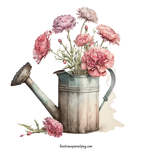 Free Flowers Carnations Garden Watering Can For Carnations Clipart Transparent Background