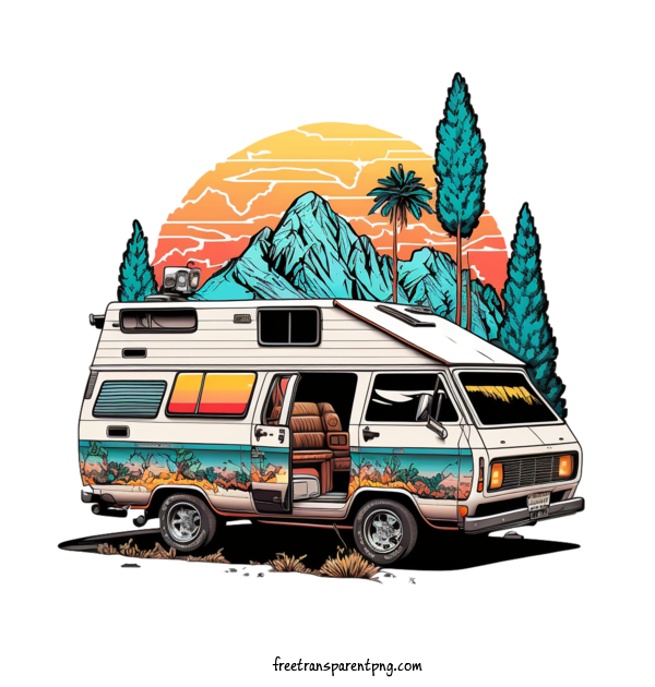 Free Transportation Car Camping Van For Car Clipart Transparent Background