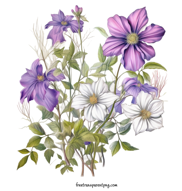 Free Flowers Clematis Flower Purple Flowers White Flowers For Clematis Flower Clipart Transparent Background