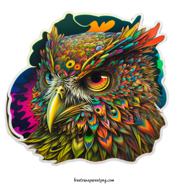 Free Animals Owl Colorful Artistic For Owl Clipart Transparent Background