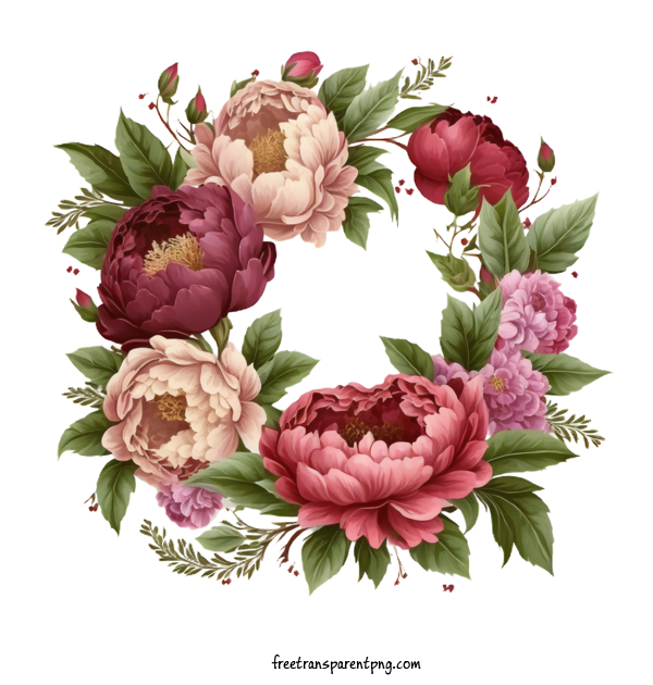 Free Flowers Peony Peonies Wreath For Peony Clipart Transparent Background