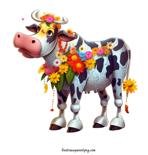 Free Animals Cow Cow Flower For Cow Clipart Transparent Background