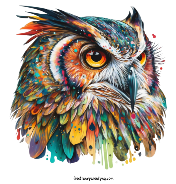 Free Animals Owl Colorful Artistic For Owl Clipart Transparent Background