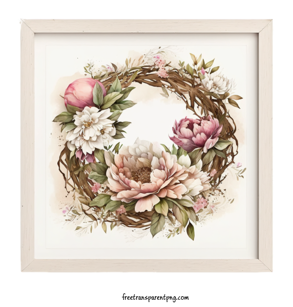 Free Flowers Peony Roses Wreath For Peony Clipart Transparent Background