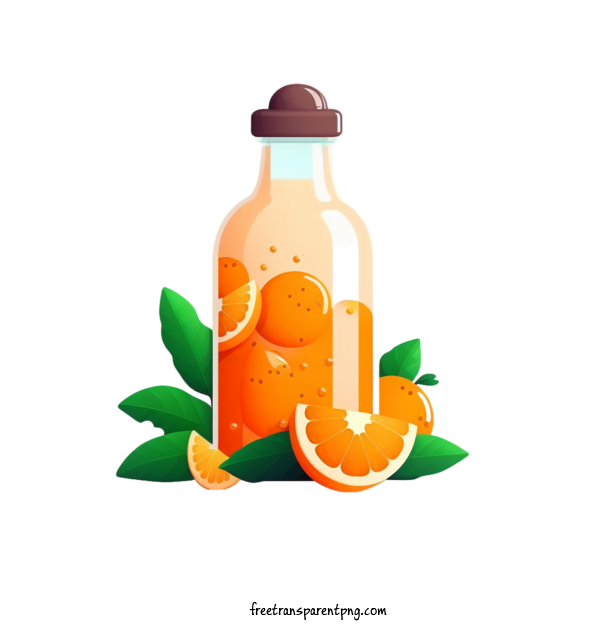 Free Drink Orange Juice Soda Glass Bottle For Orange Juice Clipart Transparent Background