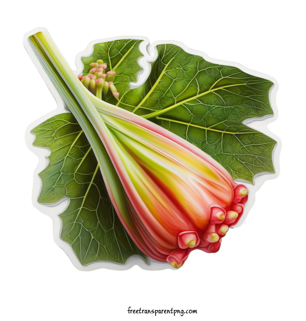 Free Vegetable Rhubarb The Image Shows A Close Up View Of A Flower With The Petals And Leaves Visible In The Foreground And The Stem In The Background. The Color Scheme Is Predominantly Red For Rhubarb Clipart Transparent Background