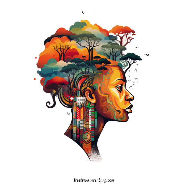Free Holidays Africa Day Woman Face For Africa Day Clipart Transparent Background