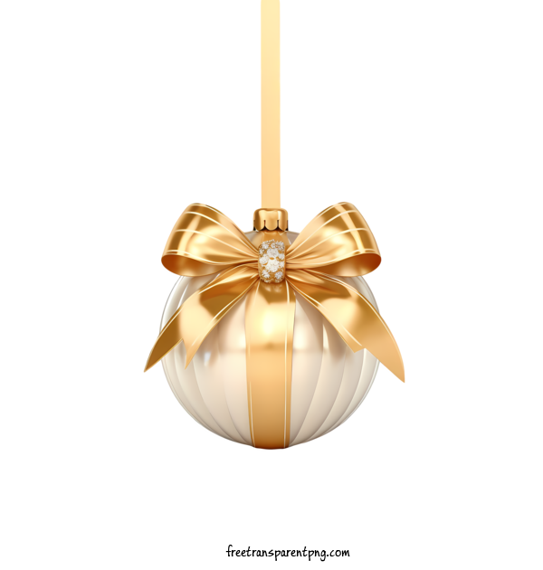 Free Christmas Christmas Ball Gold Ball White Bow For Christmas Ball Clipart Transparent Background
