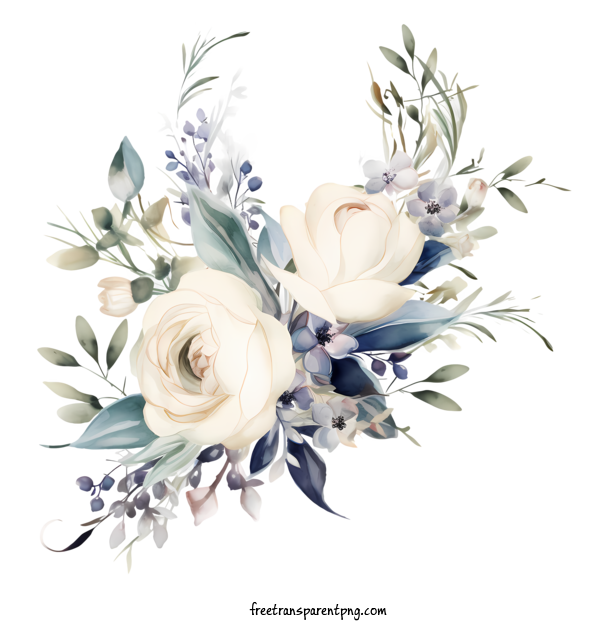 Free Wedding Flower Wedding Flower White Roses Blue Hydrangeas For Wedding Flower Clipart Transparent Background