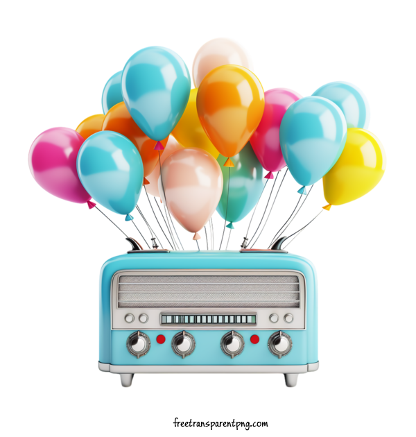 Free Radio Day National Radio Day Blue Radio Colorful Balloons For National Radio Day Clipart Transparent Background