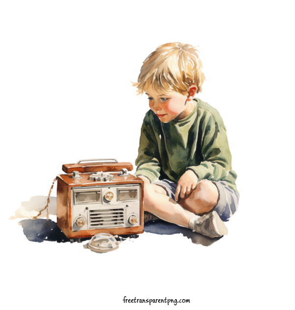 Free Radio Day National Radio Day Radio Child For National Radio Day Clipart Transparent Background