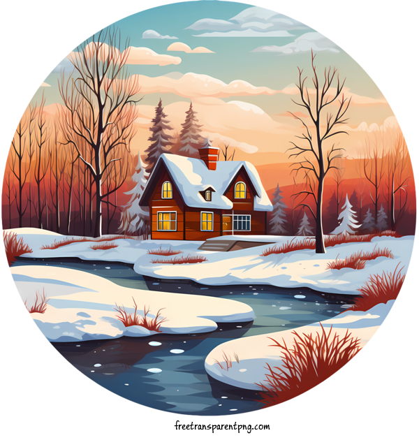 Free Winter House Winter House Cottage Forest For Winter House Clipart Transparent Background