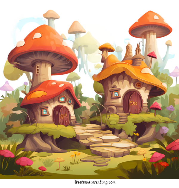 Free Mushroom House Mushroom House Cute Fantasy For Mushroom House Clipart Transparent Background