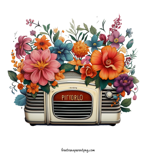 Free Radio Day National Radio Day Flower Vintage For National Radio Day Clipart Transparent Background