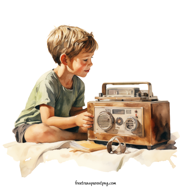 Free Radio Day National Radio Day Radio Child For National Radio Day Clipart Transparent Background
