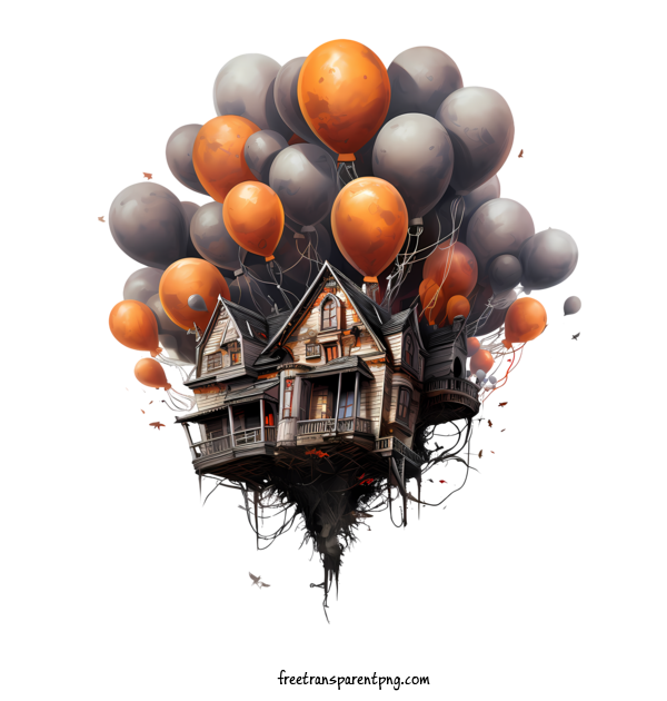 Free Halloween Halloween Balloons Balloons House For Halloween Balloons Clipart Transparent Background