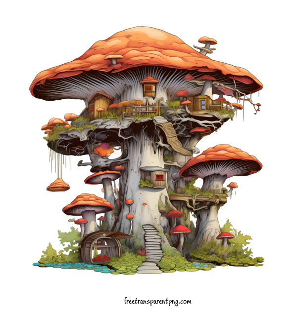 Free Mushroom House Mushroom House Mushroom Treehouse For Mushroom House Clipart Transparent Background