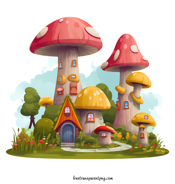 Free Mushroom House Mushroom House Mushroom House Fantasy Village For Mushroom House Clipart Transparent Background