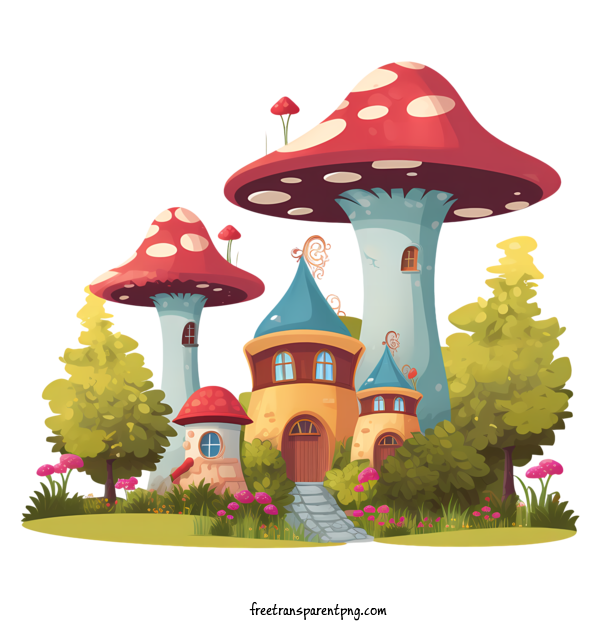 Free Mushroom House Mushroom House Castle Fairytale For Mushroom House Clipart Transparent Background
