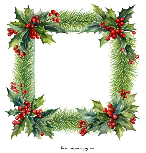 Free Christmas Christmas Frame Holly Berries For Christmas Frame Clipart Transparent Background