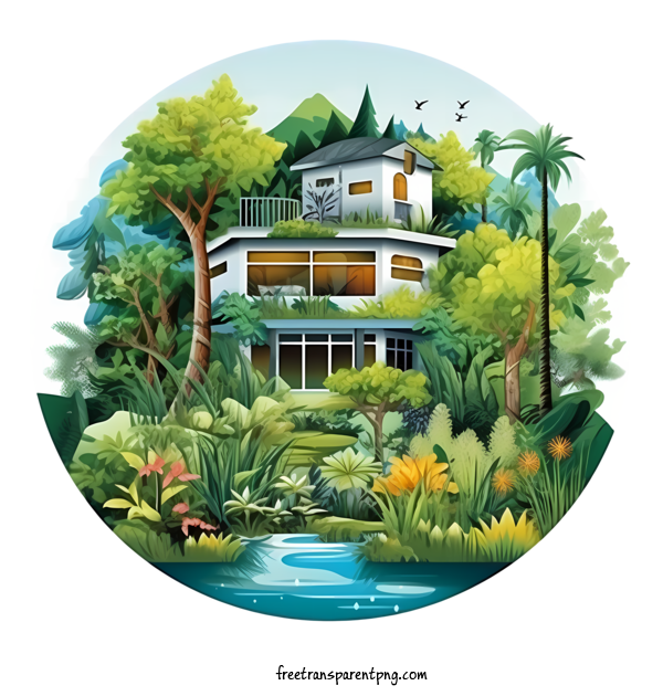 Free Eco House Eco House Img>jungle House Greenery For Eco House Clipart Transparent Background