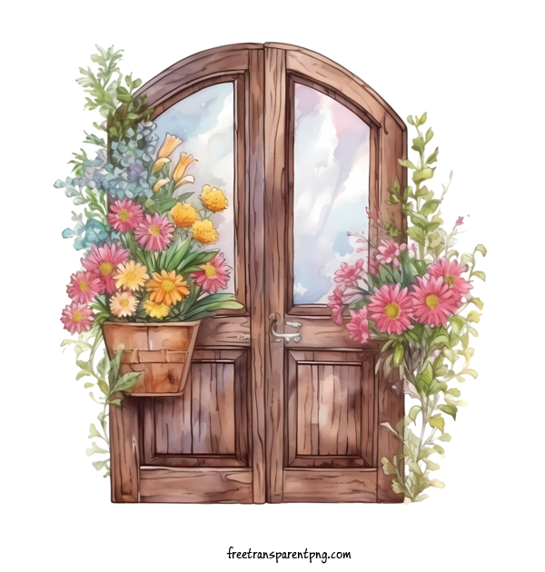Free Wooden Floral Door Wooden Floral Door Flower Box Vase For Wooden Floral Door Clipart Transparent Background