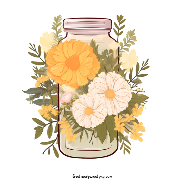 Free Mason Jar Mason Jar Bouquet Flowers For Mason Jar Clipart Transparent Background