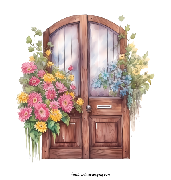 Free Wooden Floral Door Wooden Floral Door Flowerbox Vase For Wooden Floral Door Clipart Transparent Background