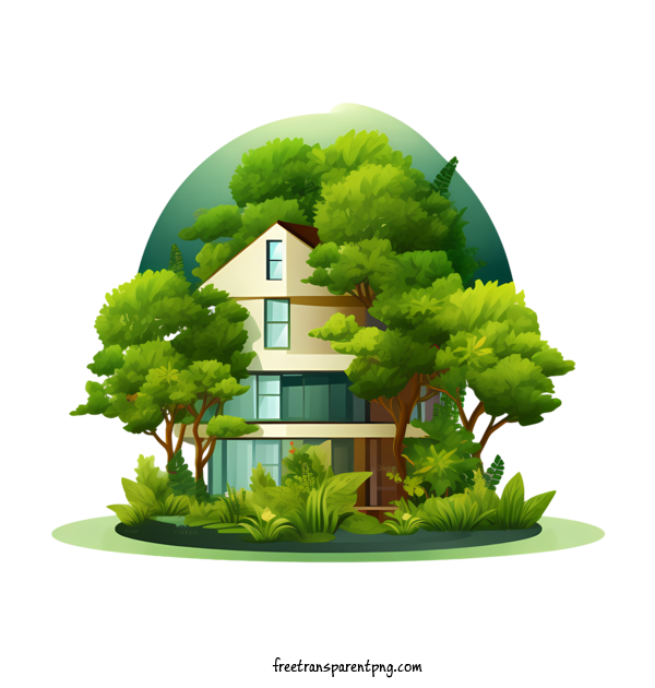 Free Eco House Eco House House Trees For Eco House Clipart Transparent Background