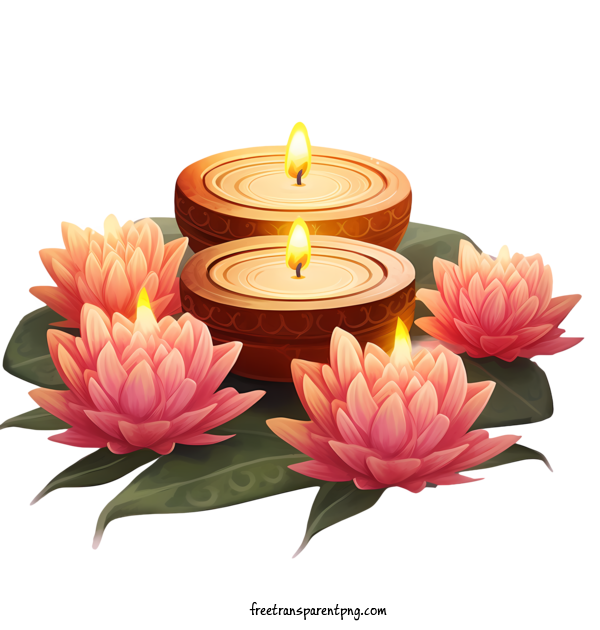 Free Diwali Diyas Diwali Diyas Floral Water Lilies For Diwali Diyas Clipart Transparent Background