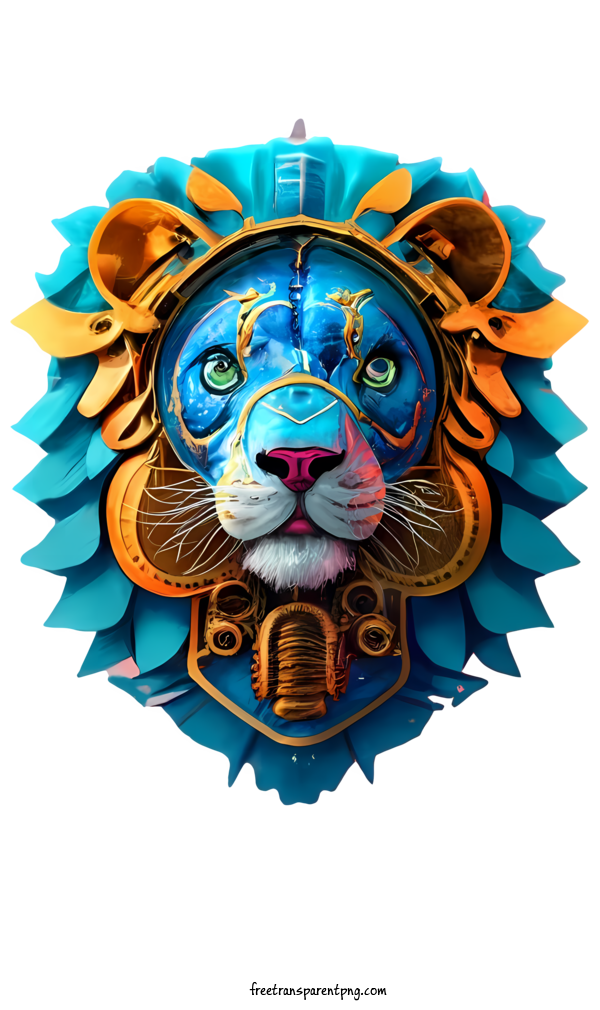 Free Lion Blue 3d Lion Lion Face For Blue 3d Lion Clipart Transparent Background