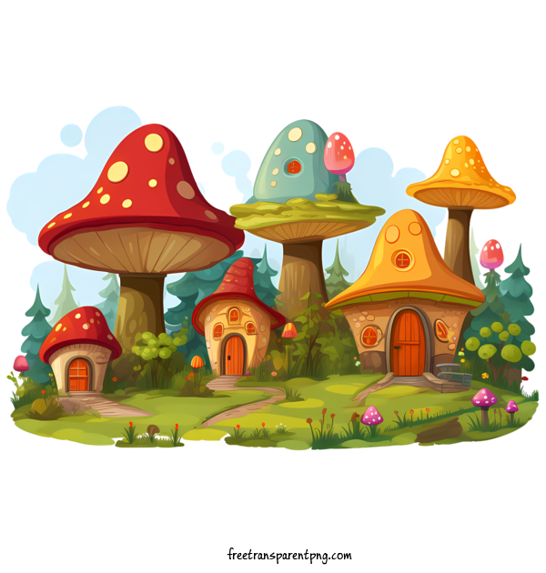 Free Mushroom House Mushroom House Mushroom Village Fantasy For Mushroom House Clipart Transparent Background