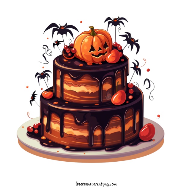 Free Halloween Halloween Cake Chocolate Cake Halloween For Halloween Cake Clipart Transparent Background