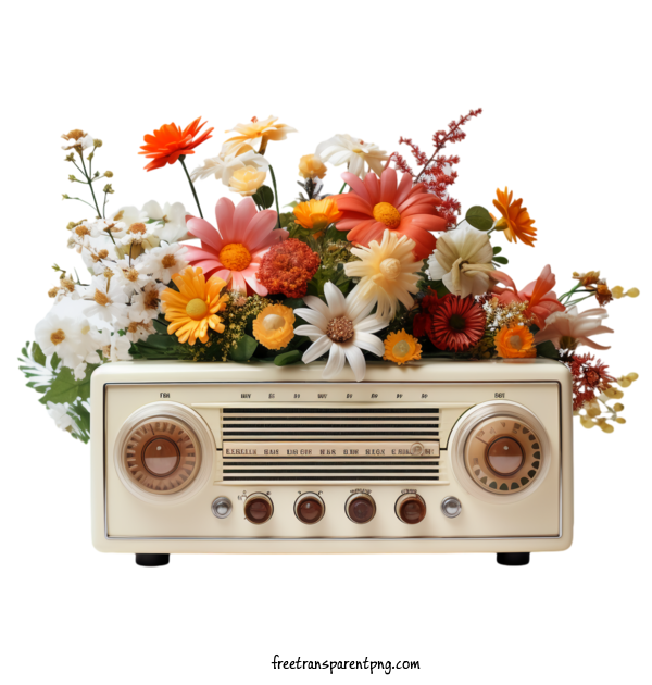 Free Radio Day National Radio Day Vintage Radio Flowers For National Radio Day Clipart Transparent Background