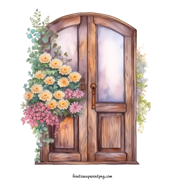 Free Wooden Floral Door Wooden Floral Door Door Flowerpot For Wooden Floral Door Clipart Transparent Background