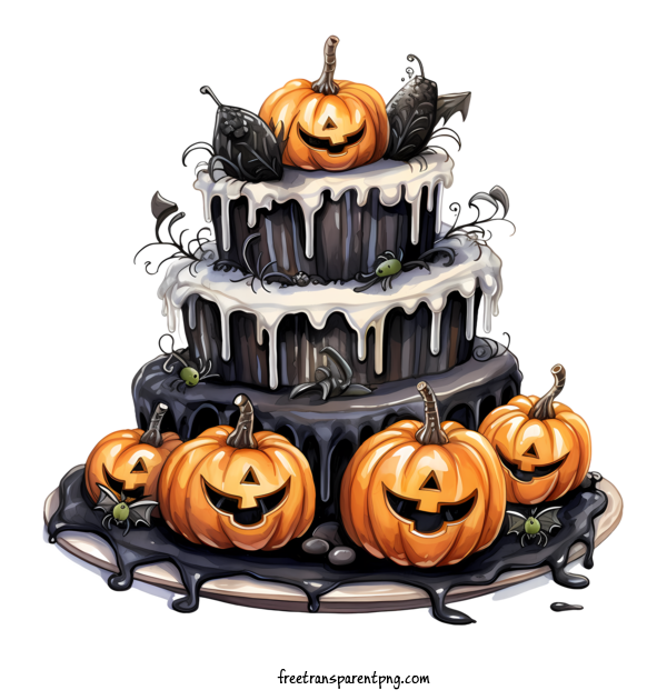 Free Halloween Halloween Cake Spooky Eerie For Halloween Cake Clipart Transparent Background