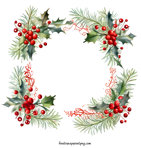 Free Christmas Christmas Frame Holly Berries For Christmas Frame Clipart Transparent Background