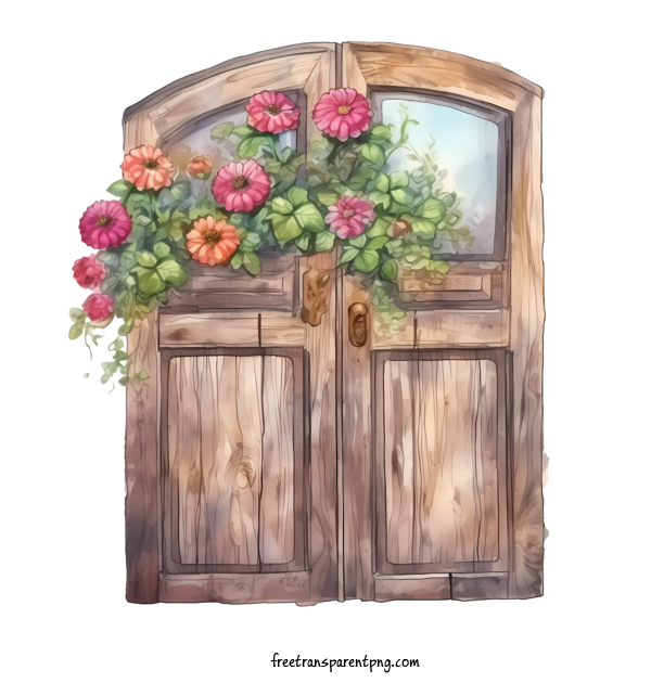 Free Wooden Floral Door Wooden Floral Door Garden Flowers For Wooden Floral Door Clipart Transparent Background