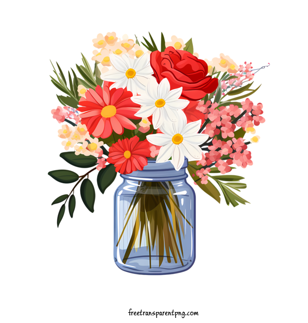Free Mason Jar Mason Jar Flowers Bouquet For Mason Jar Clipart Transparent Background