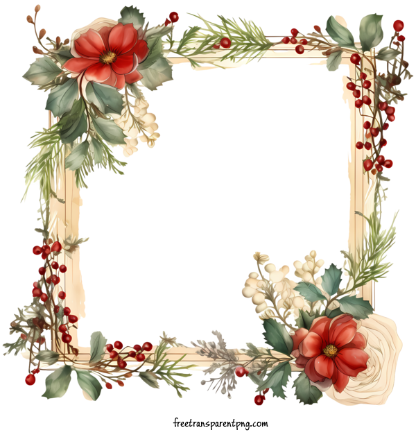 Free Christmas Christmas Frame Watercolor Floral For Christmas Frame Clipart Transparent Background