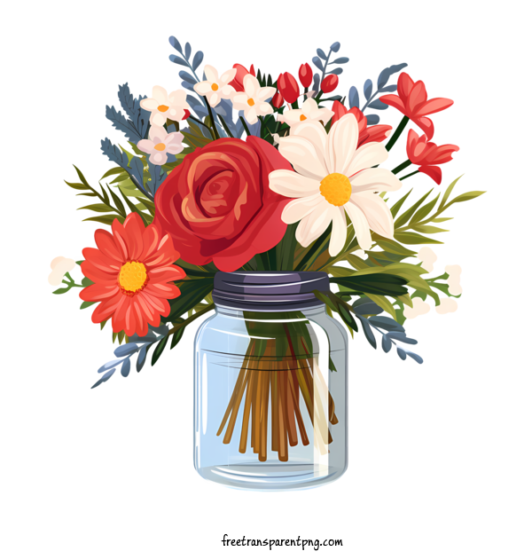 Free Mason Jar Mason Jar Bouquet Floral Arrangement For Mason Jar Clipart Transparent Background
