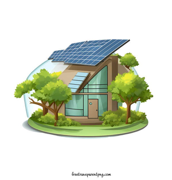 Free Eco House Eco House House Solar Panels For Eco House Clipart Transparent Background