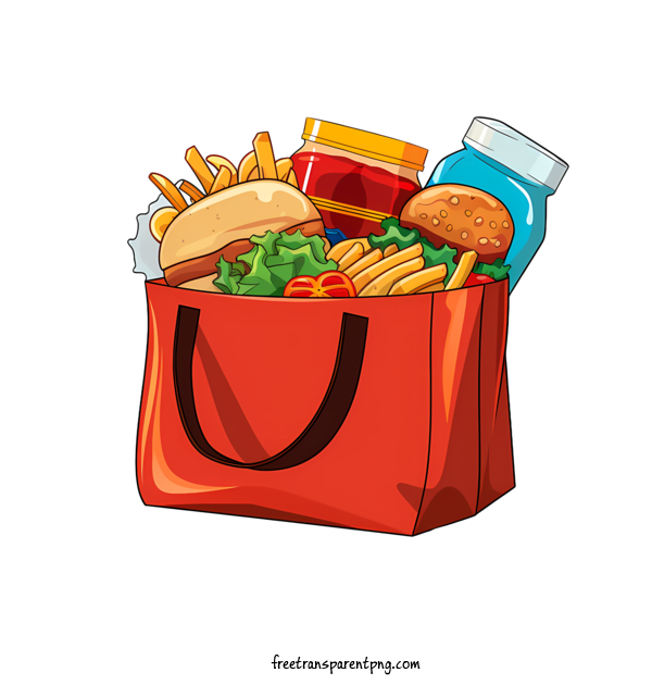 Free Food Delivery Bag Food Delivery Bag Hamburger Fries For Food Delivery Bag Clipart Transparent Background
