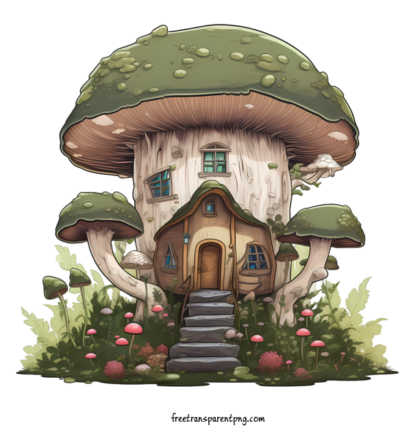 Free Mushroom House Mushroom House Cute Whimsical For Mushroom House Clipart Transparent Background