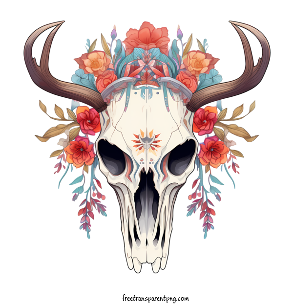 Free Deer Skull Deer Skull Deer Skull Flowers For Deer Skull Clipart Transparent Background