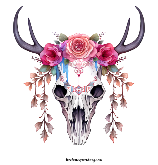 Free Deer Skull Deer Skull Skull Rose For Deer Skull Clipart Transparent Background