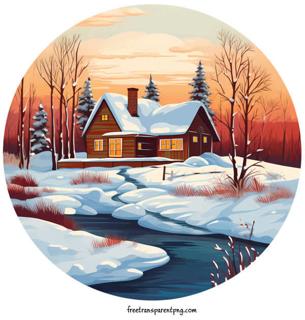 Free Winter House Winter House Forest Cabin For Winter House Clipart Transparent Background